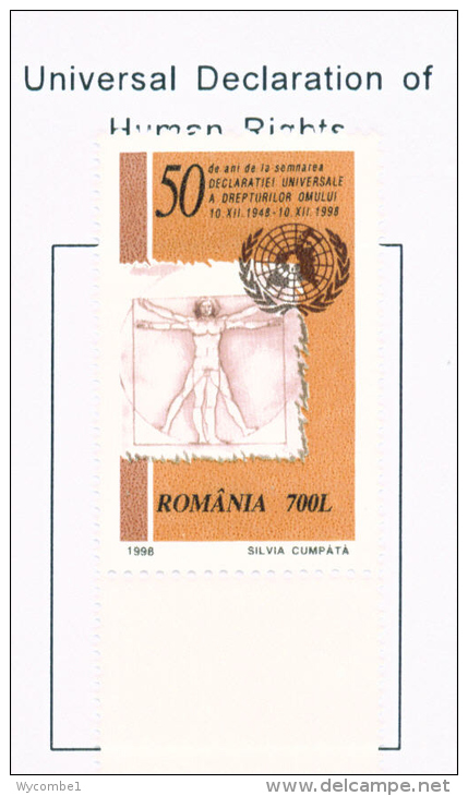 ROMANIA - 1998  Human Rights  Mounted Mint - Ungebraucht