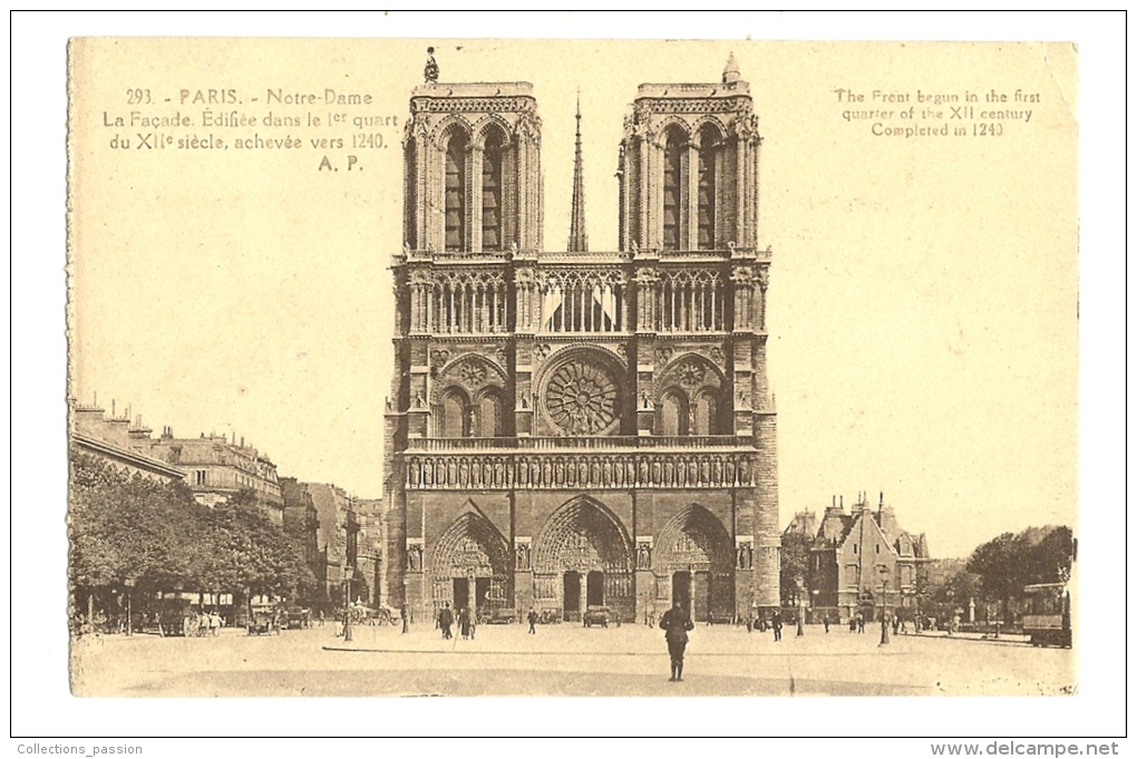 Cp, 75, Paris, Notre-Dame, La FAçade , Voyagée - Notre Dame De Paris