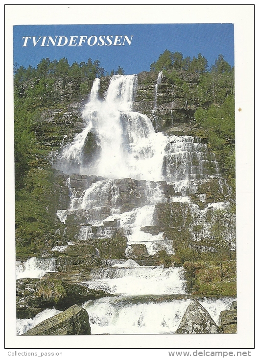 Cp, Norvège, Tvinde Waterfall, Voyagée - Noruega