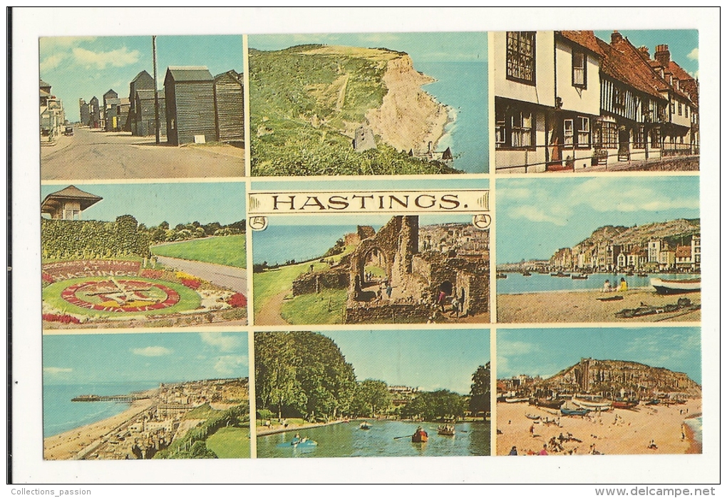 Cp, Angleterre, Hastings, Multi-Vues, Voyagée 1976 - Hastings