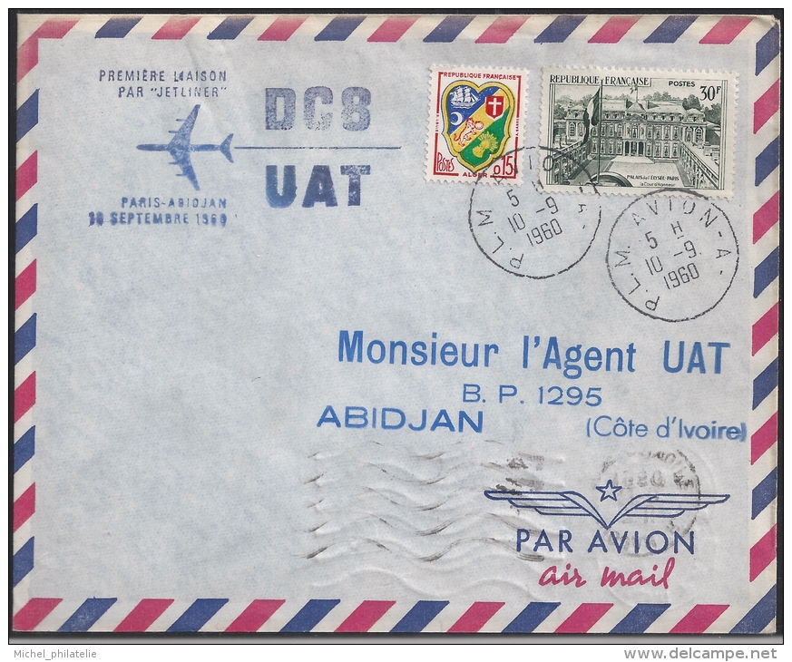 Premiere Liaison Par Jetliner, Paris Abidjan, 10 Septembre 1960 - Otros & Sin Clasificación