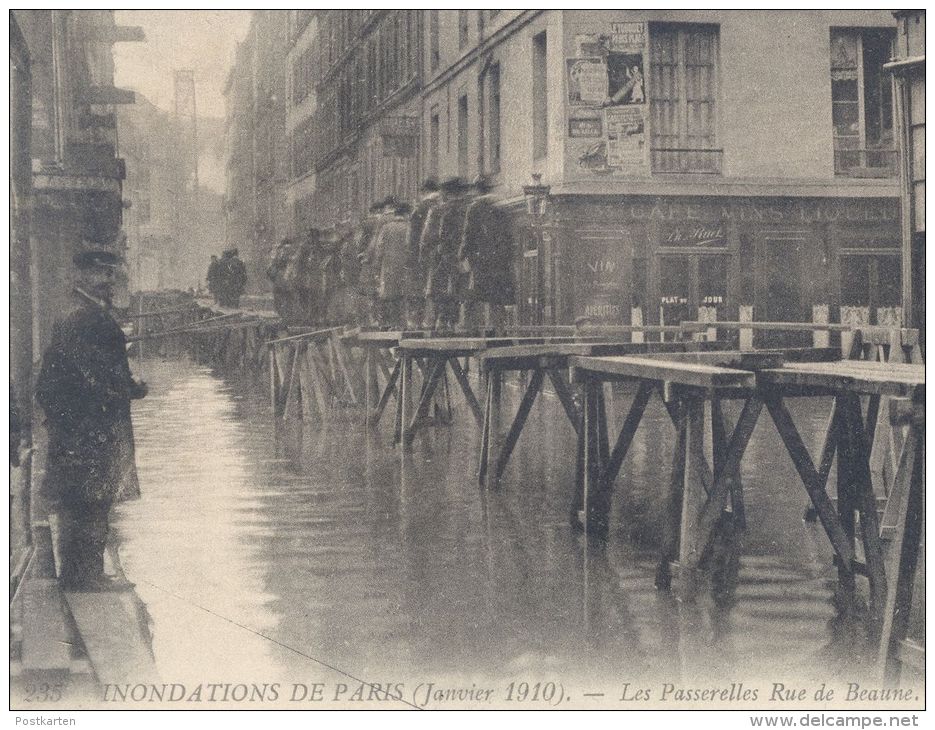 ALTE POSTKARTE PARIS HOCHWASSER 1910 RUE DE BEAUNE Flut Flood Inondations Crue Ansichtskarte Postcard Cpa AK - Inondations