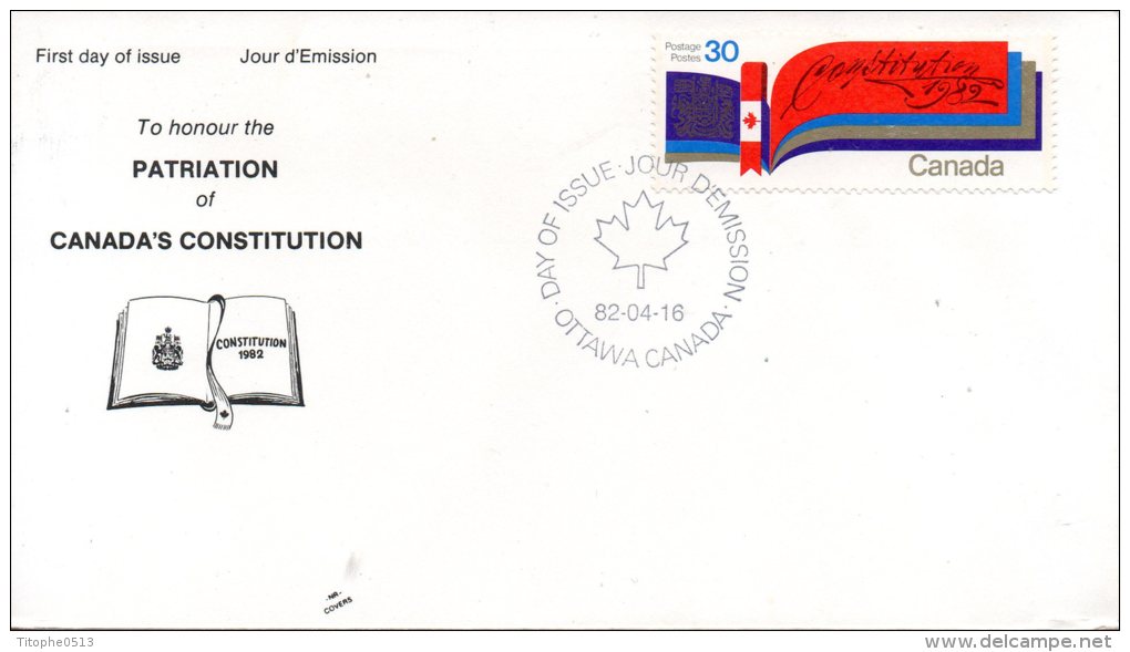 CANADA. N°791 Sur Enveloppe 1er Jour (FDC) De 1982. Constitution. - 1981-1990