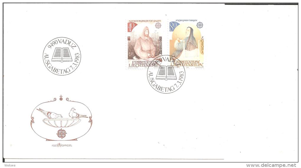 Lie083/ LIECHTENSTEIN -  Europaausgabe 1983 (Persönlichkeiten) FDC - Brieven En Documenten