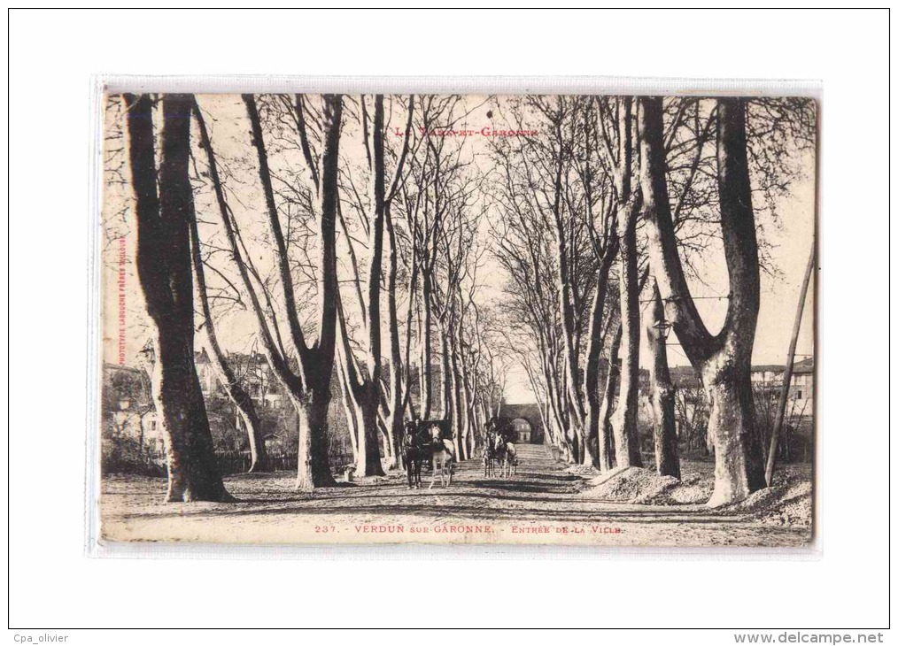 82 VERDUN SUR GARONNE Entrée De La Ville, Animée, Attelage, Ed Labouche 237, Tarn &amp; Garonne, 1907 - Verdun Sur Garonne