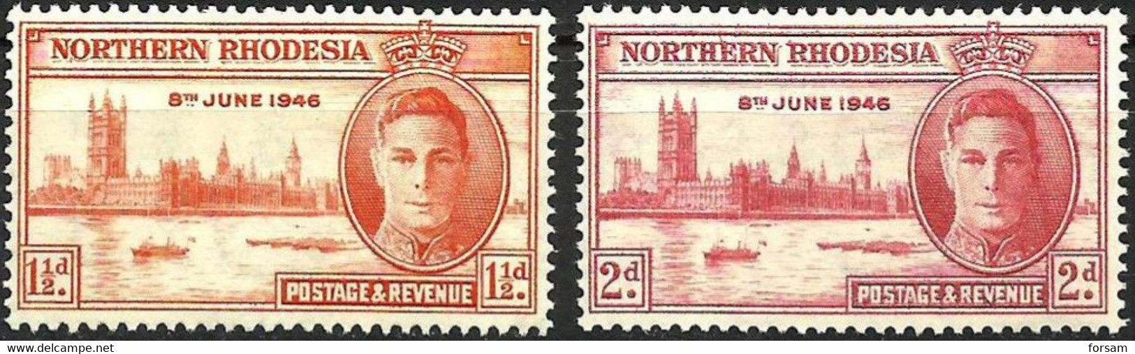 NORTHERN RHODESIA..1946..Michel # 46-47...MH. - Noord-Rhodesië (...-1963)