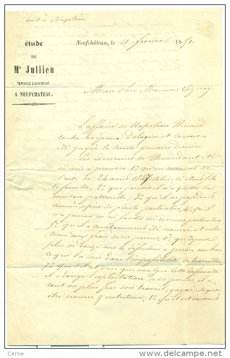 Belgique - No 3 Sur Lettre De Neufchateau (P86) Vers Bouillon Du 11/02/1851, BDF, 4 Marges, Superbe, See Scan - 1849-1850 Medaillen (3/5)