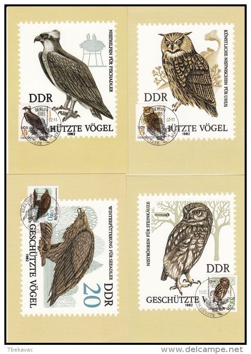 Germany GDR 1982, Set Of Maximum Cards  "Birds" - Maximum Cards