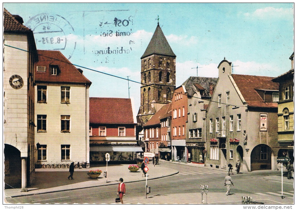 RHEINE - Westf. - Am Rathaus - Animation Avec Personnages - Circulée En 1973, 2 Scans - Rheine