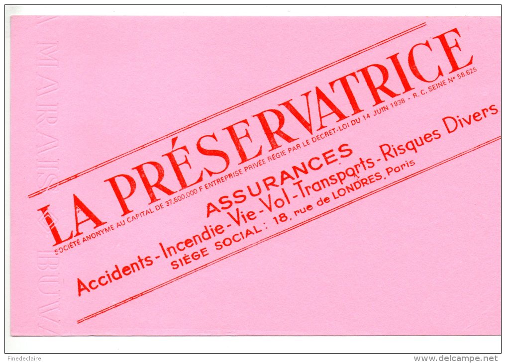 Buvard - Assurance - La Préservatrice - Bank & Insurance