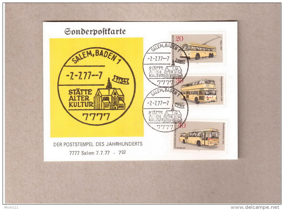 Sonderpostkarte 7777 Salem Mit Stempel Vom 7.7.77 -7  Der Poststempel Des Jahrhunderts - Zipcode