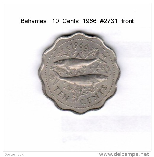 BAHAMAS   10  CENTS  1966  (KM # 4) - Bahama's