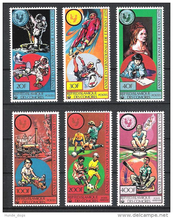 Komoren Comores 1979 Mi# 553-58 Bl. 217A ** MNH Jahr Des Kindes YEAR OF THE CHILD Benz Sport Weltraum Space - Komoren (1975-...)