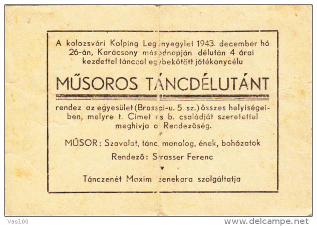 KNIGHT ARMOUR, STAMP ON INVITATION, 1943, HUNGARY - Lettres & Documents