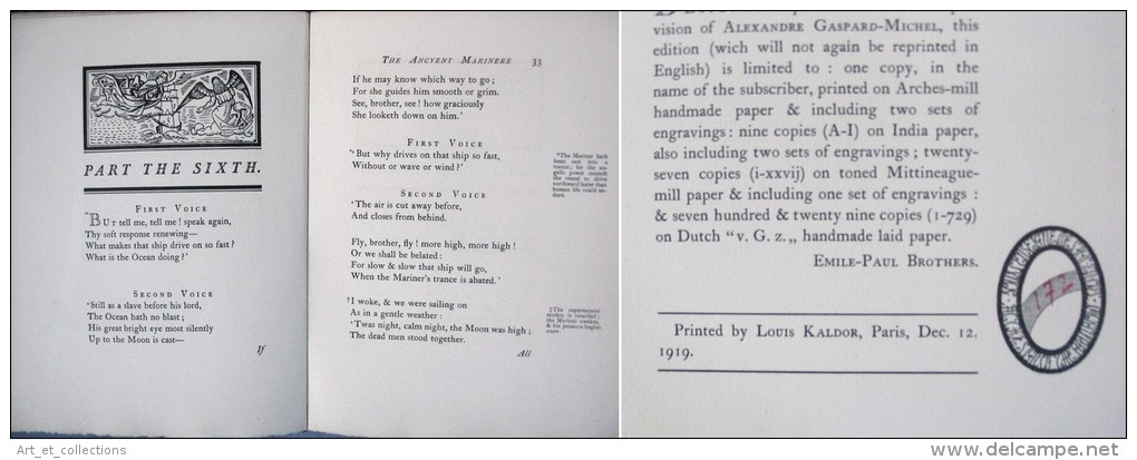 The RIME Of The ANCYENT MARINERE / S. T. Coleridge / Designs André Lhote / Numéroté 172 Sur Un Tirage De 1920 - 1900-1949