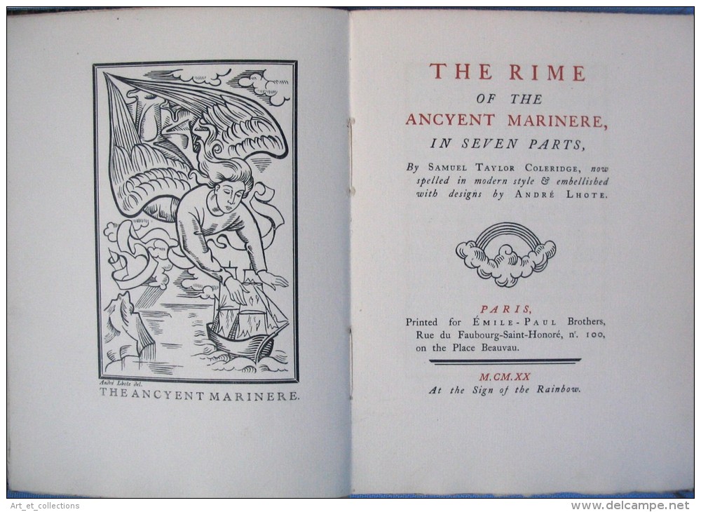 The RIME Of The ANCYENT MARINERE / S. T. Coleridge / Designs André Lhote / Numéroté 172 Sur Un Tirage De 1920 - 1900-1949