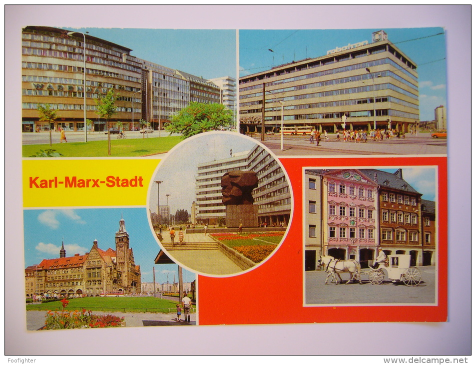Karl-Marx-Stadt: Warenhaus Rathaus Ernst-Thälman-Straße Monument Five Pics 1980s Unused - Chemnitz (Karl-Marx-Stadt 1953-1990)