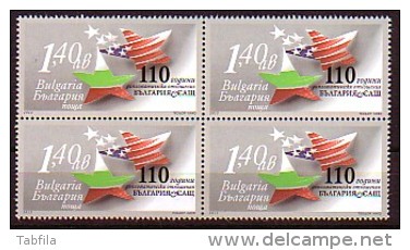 BULGARIA \ BULGARIE - 2013 - 110 Ans De Relations Diplomatiques Bulgarie - USA - 1v** Bl De 4 - Neufs
