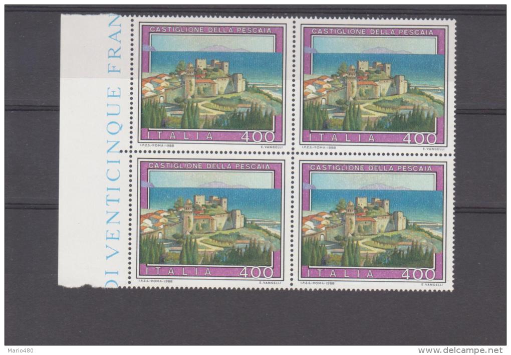 Italy 1988    Quartina  Turistica 15° Serie "Castiglione Della Pescaia"  ** - 1981-90:  Nuevos