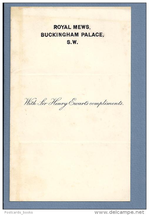 1900s Old Paper Embossed ROYAL MEWS / Buckingham Palace / Sir Henry Ewart CROWN EQUERRY - Cartes De Visite