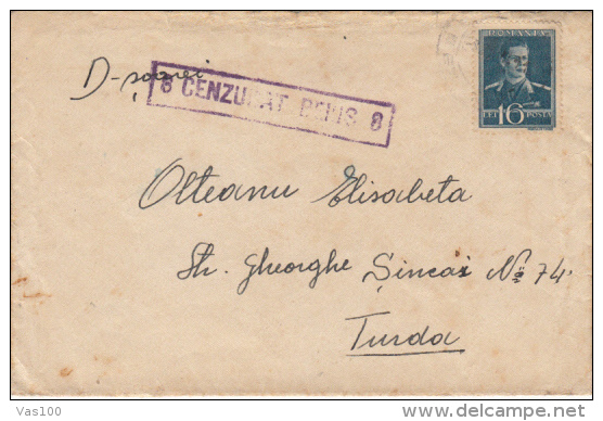 CENSORED BEIUS #8, KING MICHAEL STAMP ON COVER, 1942, ROMANIA - Lettres 2ème Guerre Mondiale