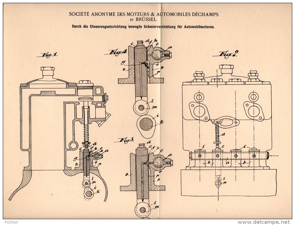 Original Patentschrift - Société Des Moteurs & Automobiles In Brüssel , 1903 , Schmierung Für Automobil - Motoren !!! - Cars
