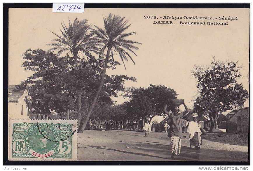 Sénégal - Dakar : Boulevard Nation; Timbre Afrique Occidentale Française Sénégal : 1911 (12´874) - Sénégal