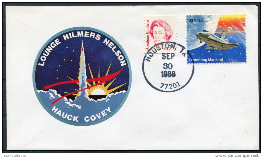 1988 USA Houston Lounge Hilmers Nelson Hauck Covey Space Rocket Cover - United States