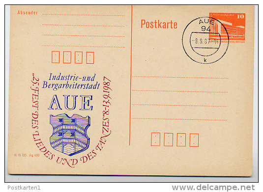 WAPPEN AUE DDR P86II-3-87 C4 Privater Zudruck Stpl. 1987 - Briefe U. Dokumente