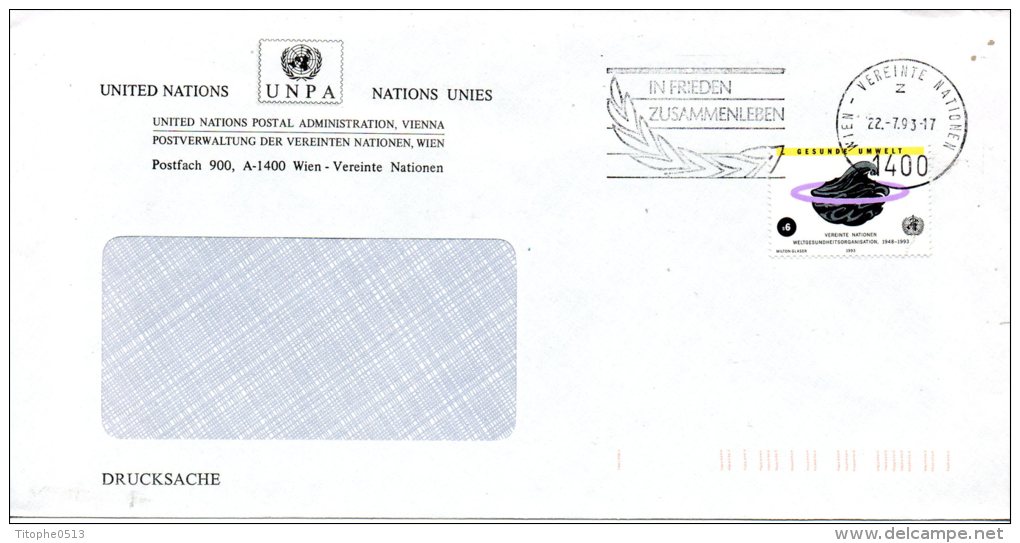 ONU VIENNE. N°163 De 1993 Sur Enveloppe Ayant Circulé. OMS. - OMS