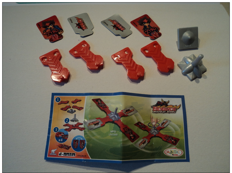 Kinder Surprise  UN 038 B Gomove - Hélice Beyblade Rouge - 4 Branches - Zyro + Bpz - Inzetting