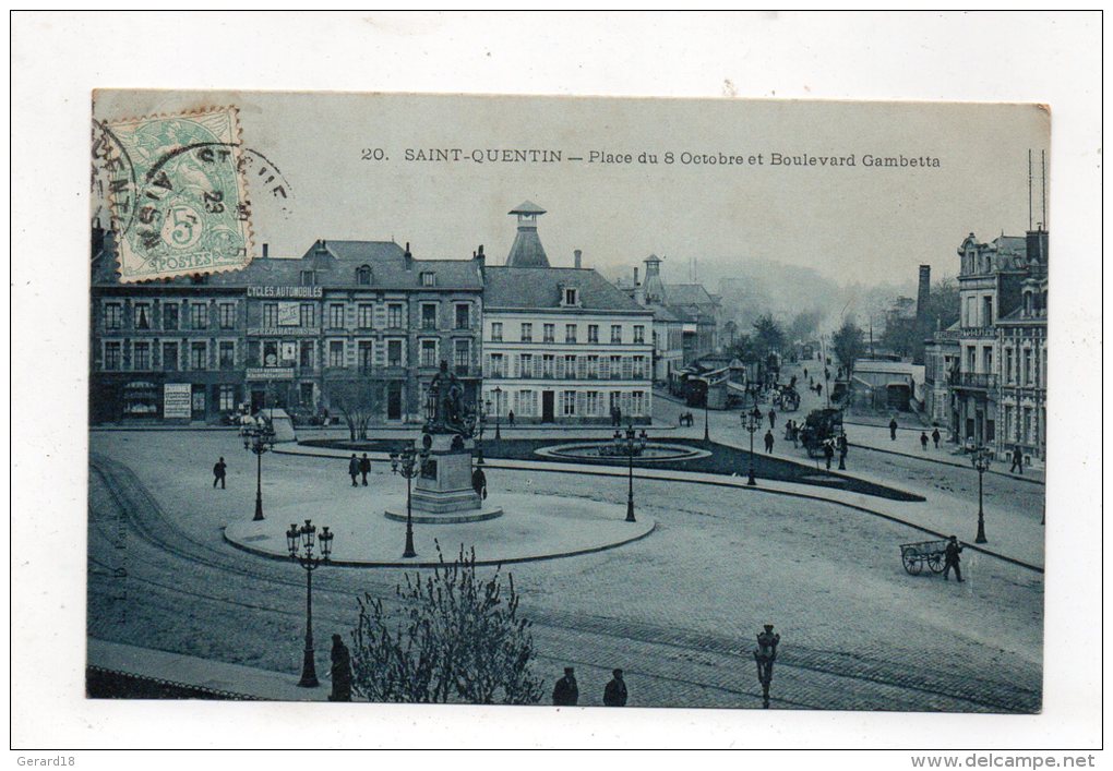 (02) SAINT-QUENTIN -place Du 8 Octobre Et Boulevard Gambetta 1905. - Saint Quentin