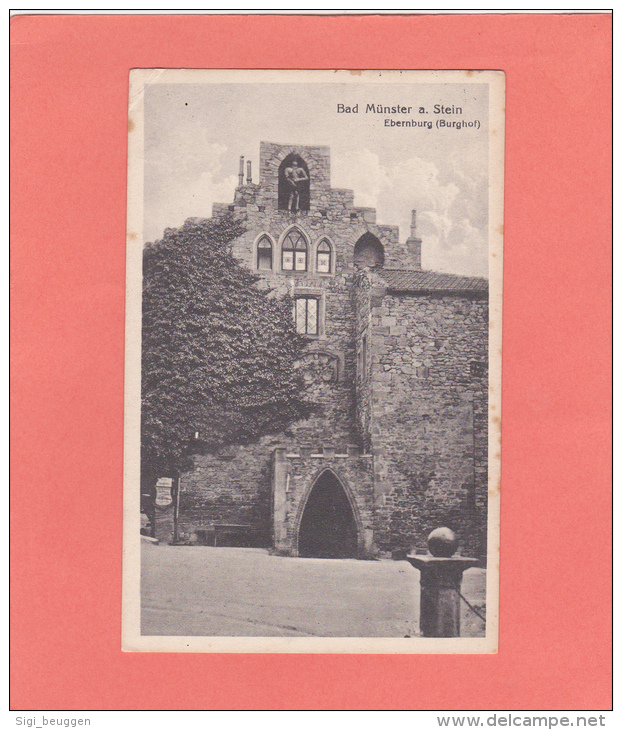 AK / Bad Münster Am Stein - Ebernburg (Burghof) / Hochformat / Gelaufen 1909 / Schwarzweiß - Bad Muenster A. Stein - Ebernburg