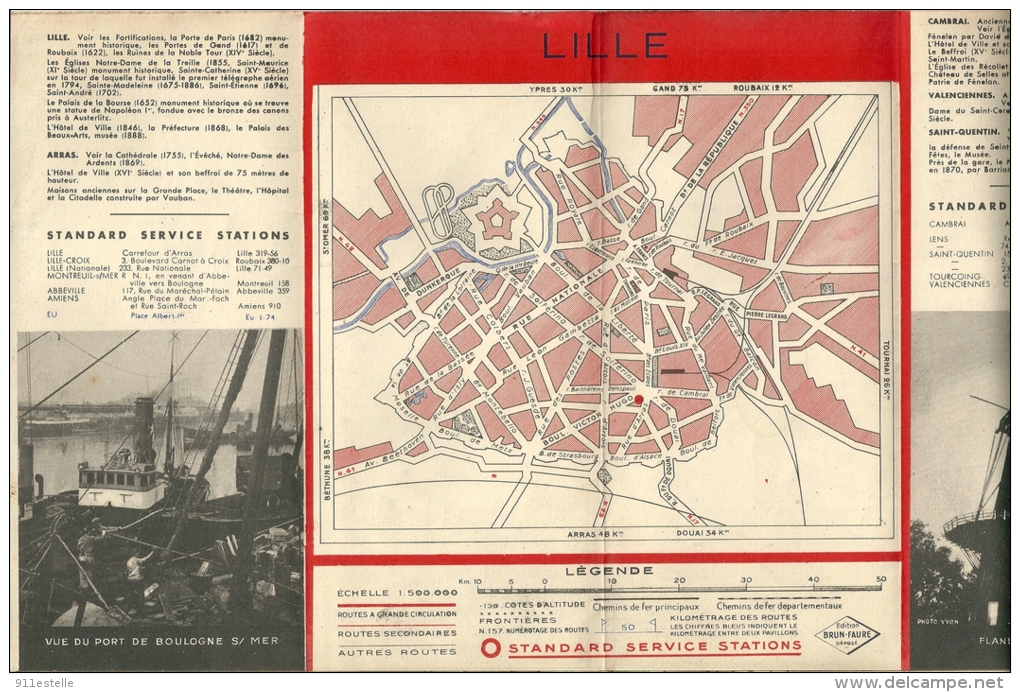 59  LILLE -  Carte   Publicité   ESSO  De 1935  ( 4 Scans ) - Roadmaps