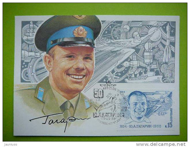 USSR 1984 J.Gagarin Day Of Space Old Russian FDC , Maximum Card - Russie & URSS