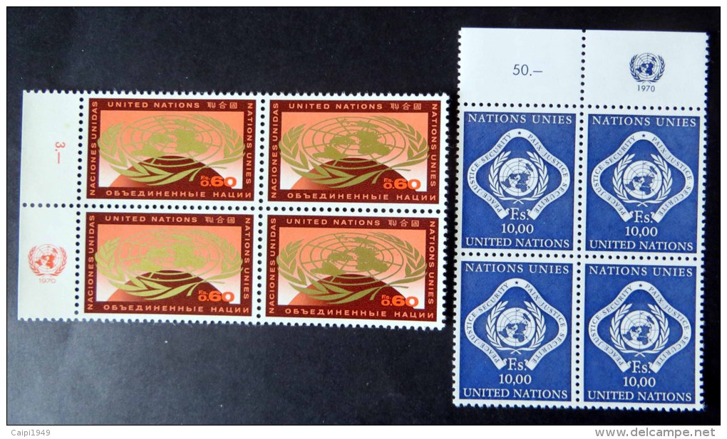 1970, Mi.Nr. 9/10, Postfrische 4er-Blocks Vom Bogenrand - Unused Stamps