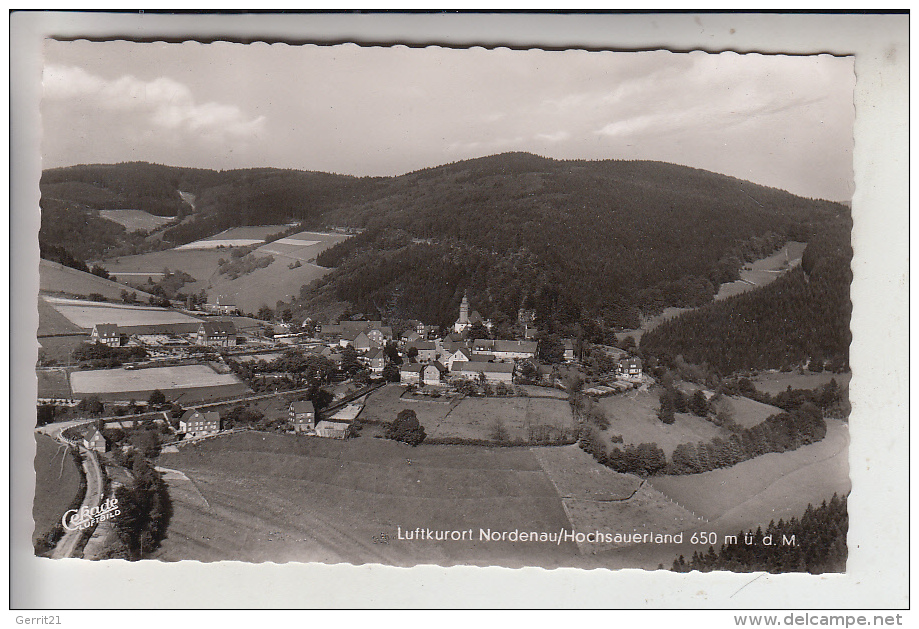 5948 SCHMALLENBERG - NORDENAU, Ortsansicht, Luftaufnahme, 1957 - Schmallenberg