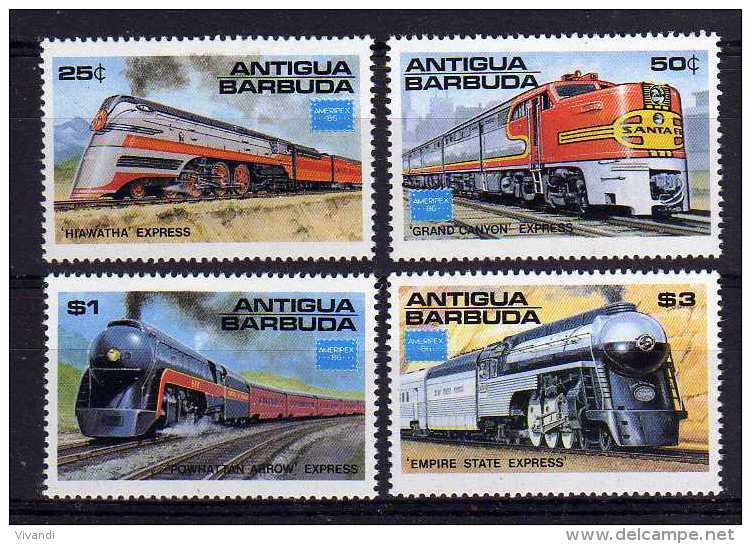 Antigua - 1986 - "Ameripex 86" Famous American Trains - MNH - Antigua Et Barbuda (1981-...)