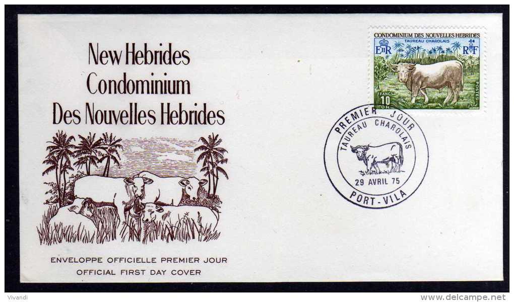 New Hebrides (Fr) - 1975 - Charolais Bull - FDC - FDC