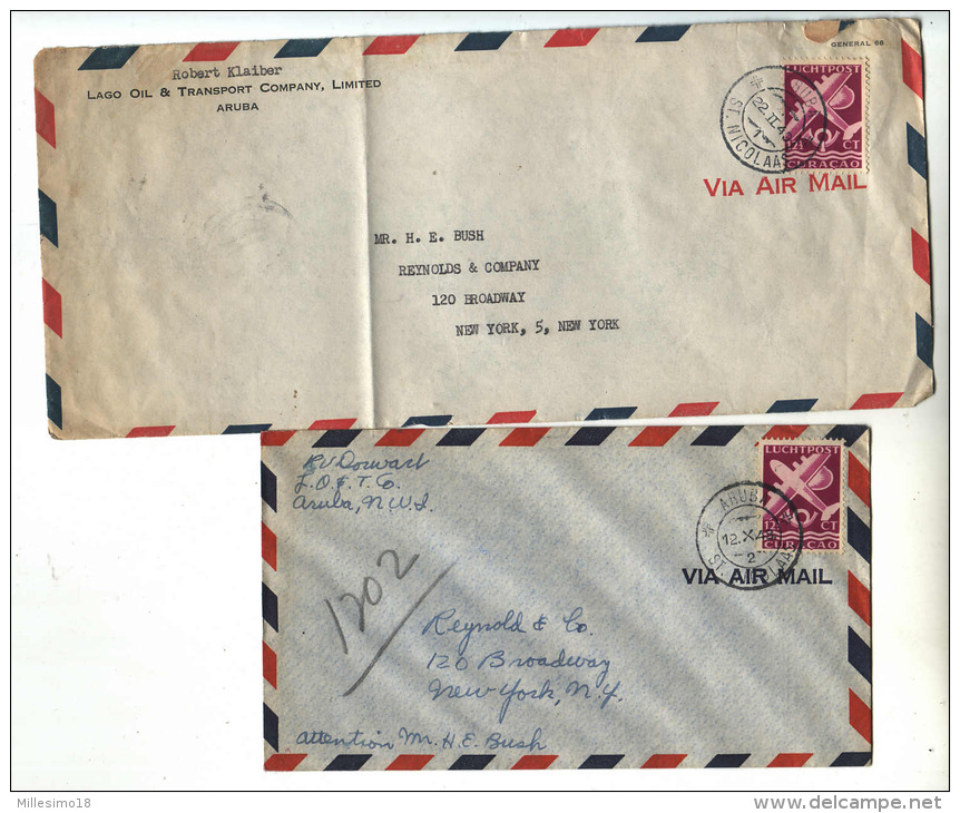 1948 1949 Curacao Aruba Netherlands Antillen Air Mail Covers To USA - West Indies