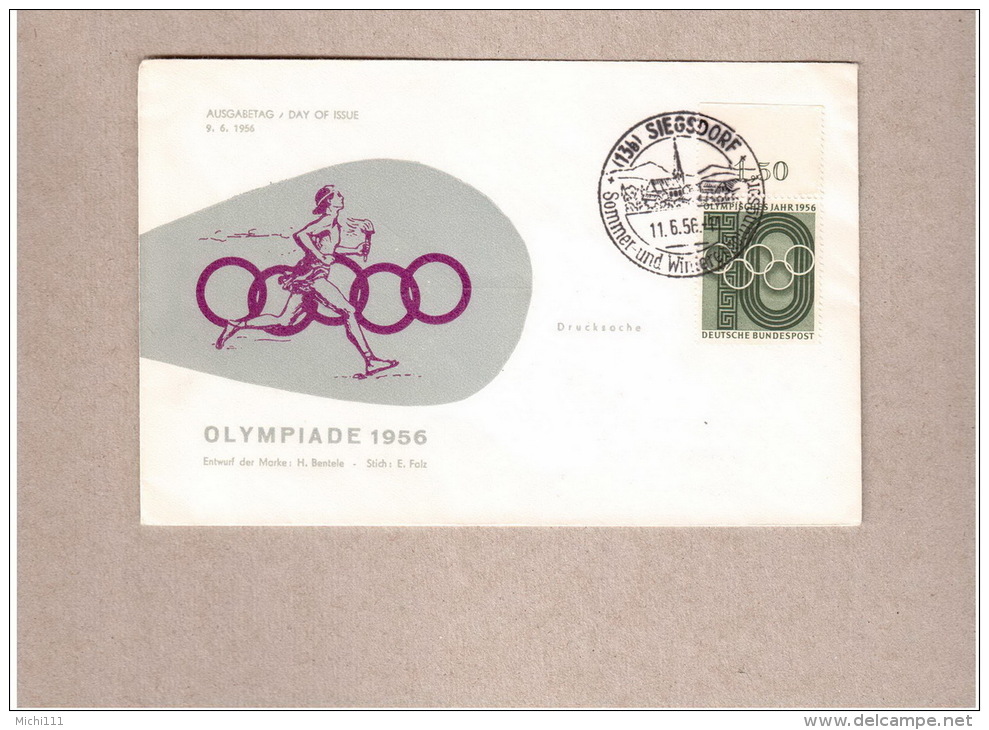 Bund Mi.Nr.231 Olympisches Jahr Auf Olympiade-Schmuckumschlag Mit Sonderstempel - Summer 1956: Melbourne