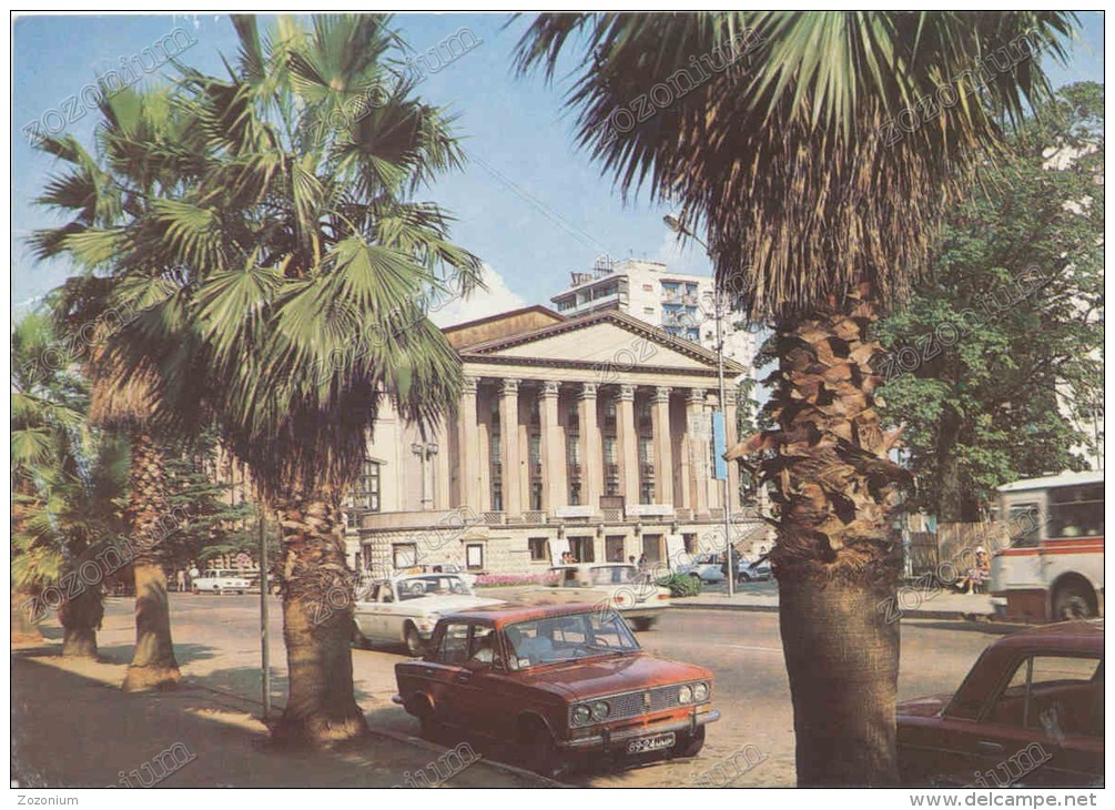 Batumi Georgia Theatre, Russia USSR , Old Postcard - Géorgie