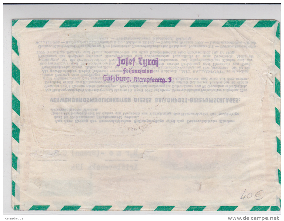 AUTRICHE - 1952 - ENVELOPPE ENTIER POSTAL RECOMMANDEE Par BALLON De BREGENZ - Par Ballon