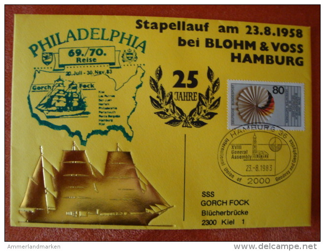 Brief SSS. Gorch Fock,  69./70. Reise, 25 Jahre Stapellauf Am 23.8.1958 Bei Blohm & Voss, Hamburg ! - Ships