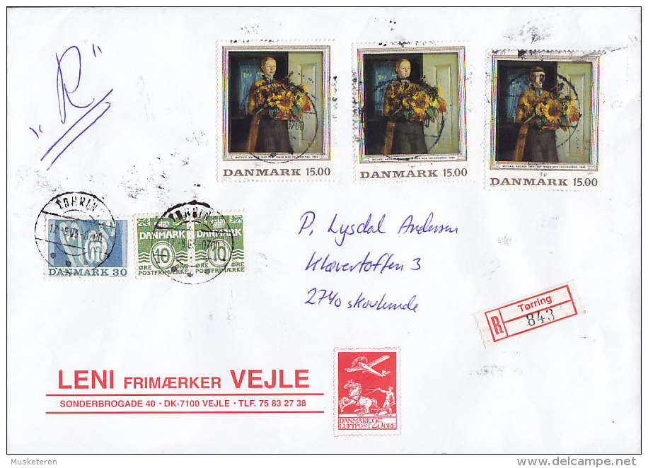 Denmark Registered Recommandé Einschreiben Label TØRRING Label 2003 Cover Brief Michael Ancher - Brieven En Documenten