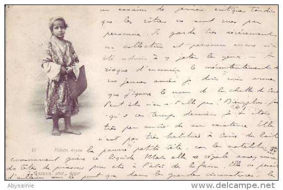 ALGERIE - (circulé En 1901) (timbres De Tunisie) Fillette Arabe (1900) - Nr 67 Geiser à Alger - D10 348 - Kinderen
