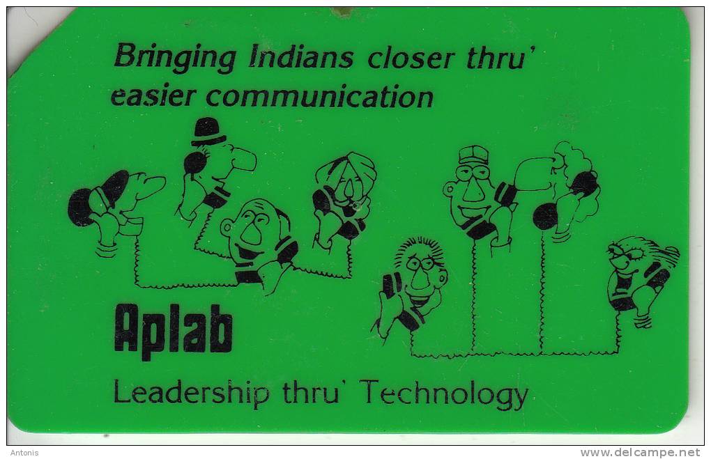 INDIA - Aplab Telecard(green-thick Plastic), Chip GEM1, Used - Inde