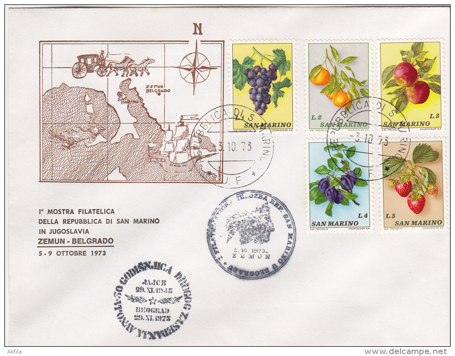 2030. San Marino, 1973, Fruits, Cover - Lettres & Documents