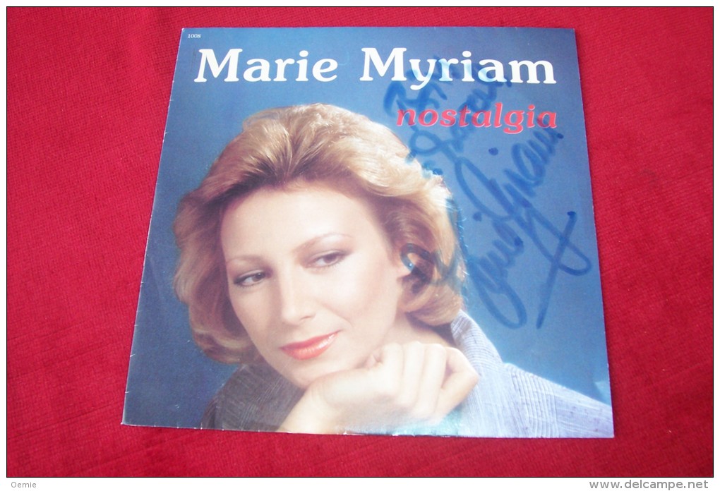 MARIE MYRIAM °  NOSTALGIA   AUTOGRAPHE SUR VINYLE 45 TOURS - Autogramme