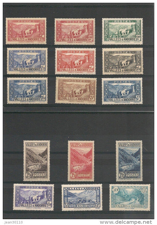 ANDORRE Année 1937/43 N° Y/T 77/92*/** Côte 425,10 € - Unused Stamps